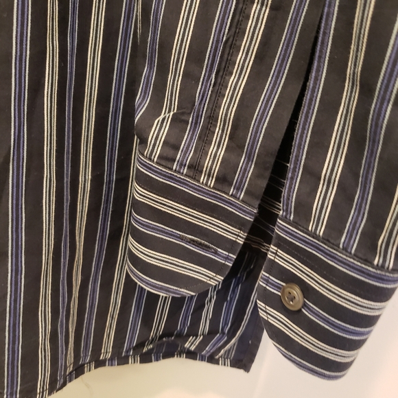 Ermenegildo Zegna Dress Shirt Mens Large Navy Striped Made In Italy $880 MSRP - Picture 6 of 9